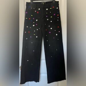Bejeweled black jeans size 8, NWT.